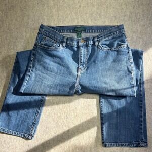 Lauren Jeans By Ralph Lauren Womens Blue Denim Straight Leg Jeans Size 10